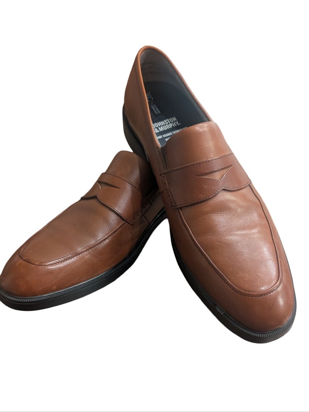Johnston & Murphy 15-3203 Mens Brown Leather Loafers & Slip Ons Size 12